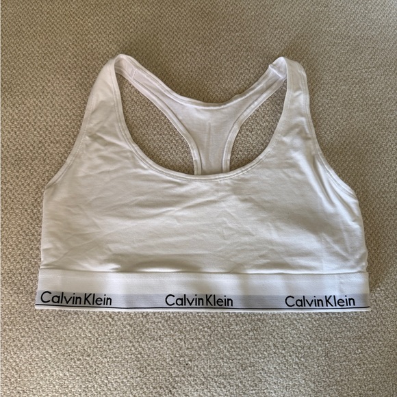 Calvin Klein White Iconic Cotton Modal Unlined Bralette - Picture 4 of 6